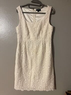 Tahari Ivory Floral Lace Mini Sheath Dress